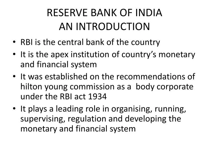 reserve bank of india an introduction