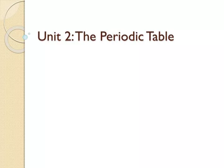 unit 2 the periodic table