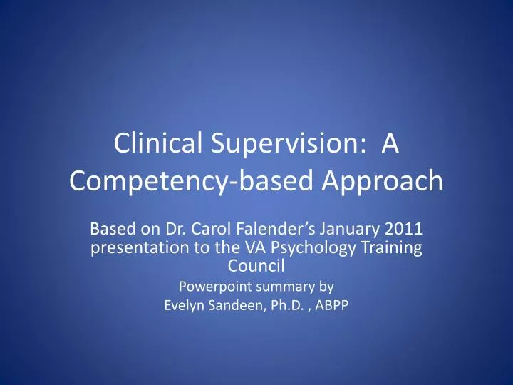 clinical supervision a competency based approach