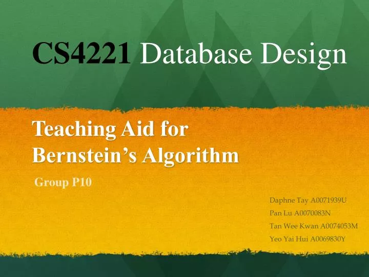 teaching aid for bernstein s algorithm