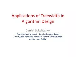 Applications of Treewidth in Algorithm Design
