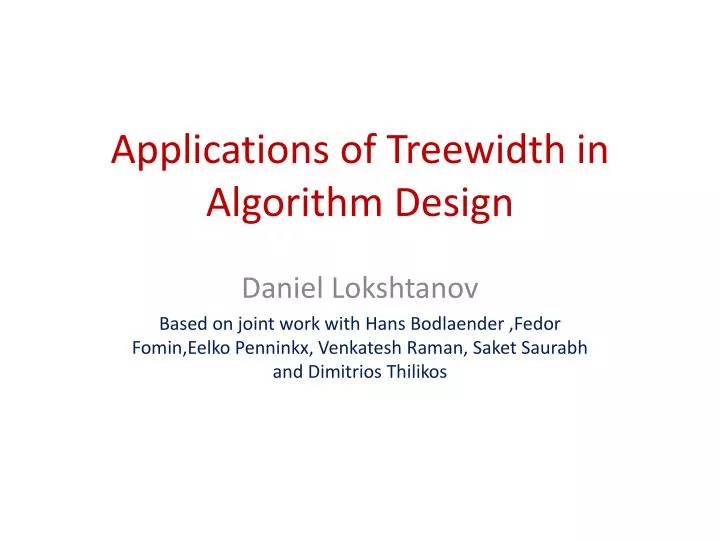 applications of treewidth in algorithm design
