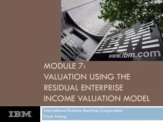 Module 7: Valuation using the residual enterprise income valuation model