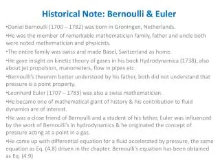 Historical Note: Bernoulli &amp; Euler