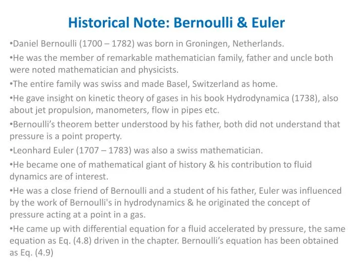 historical note bernoulli euler