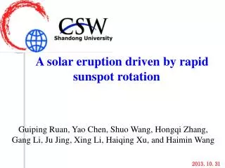 A solar eruption driven by rapid sunspot rotation
