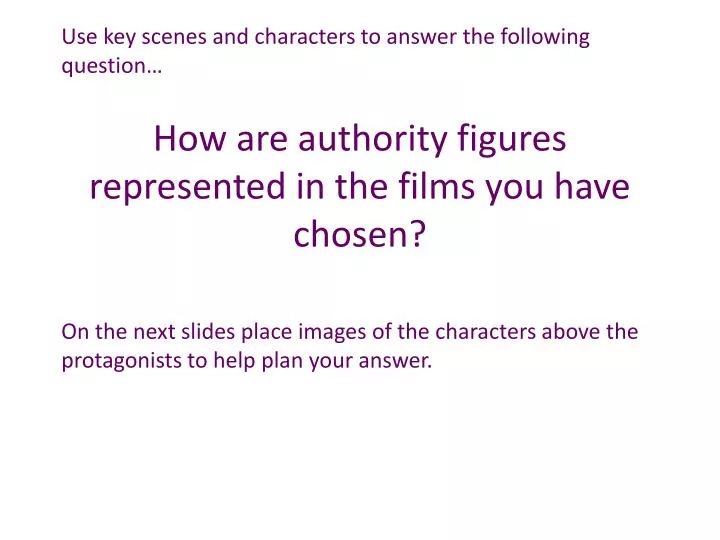 how are authority figures represented in the films you have chosen