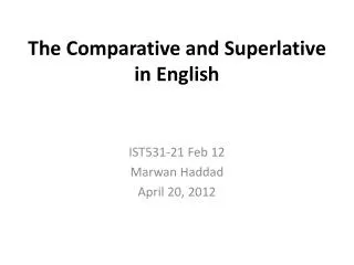 The Comparative and Superlative in English