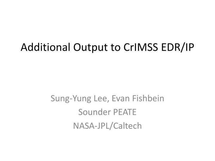 additional output to crimss edr ip