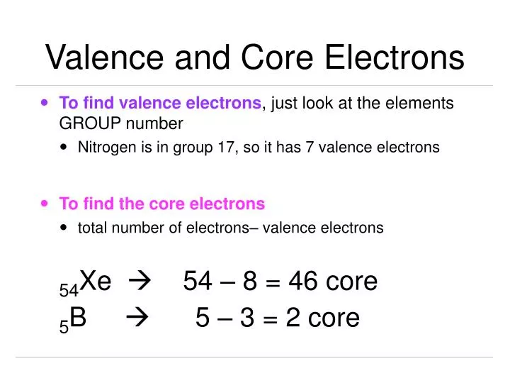 valence and core electrons