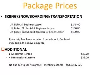 Package Prices