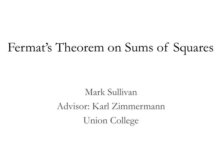 fermat s theorem on sums of squares