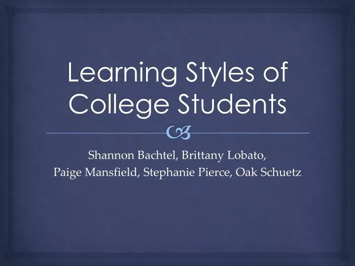 learning styles of college students