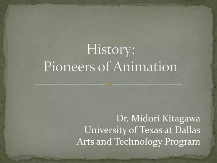 history pioneers of animation