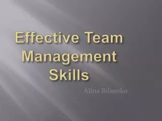 Effective Team Management Skills