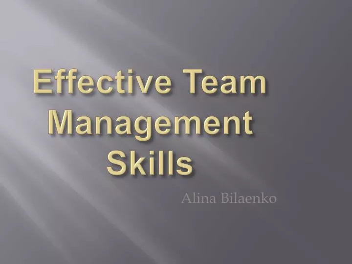 effective team management skills