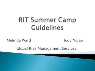 RIT Summer Camp Guidelines