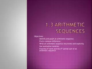 1.3 Arithmetic Sequences