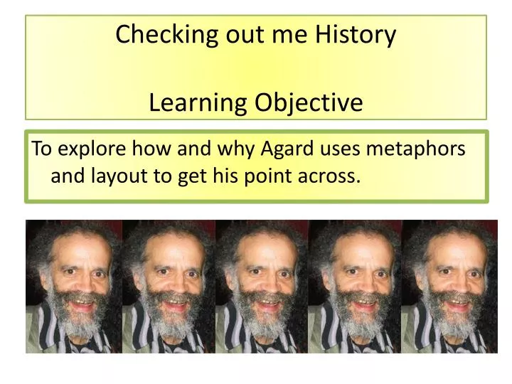 checking out me history learning objective
