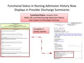 Functional Status in Nursing Admission History Now Displays in Provider Discharge Summaries