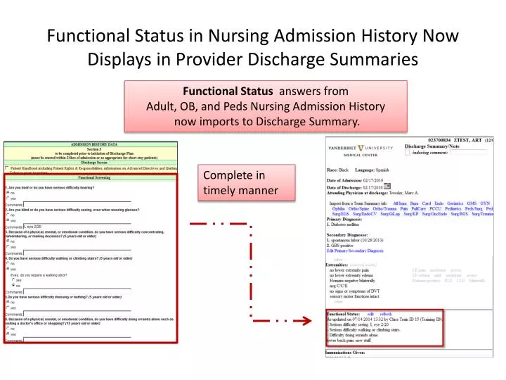 functional status in nursing admission history now displays in provider discharge summaries