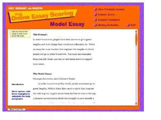The Model Essay Expository/Informative Writing