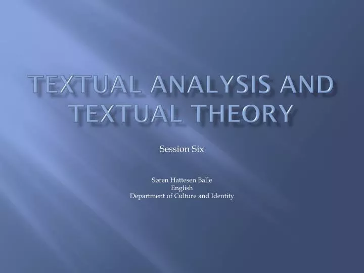 textual analysis and textual theory