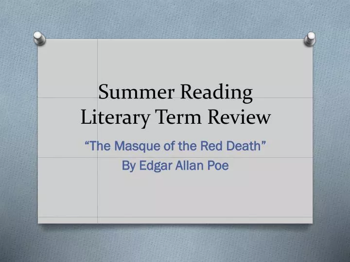 summer reading literary term review