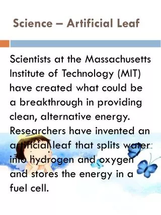 science artificial leaf