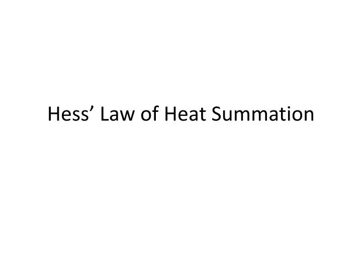 hess law of heat summation