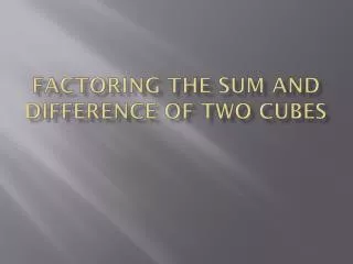 Factoring the sum and difference of two cubes