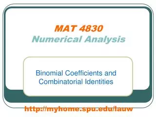 MAT 4830 Numerical Analysis