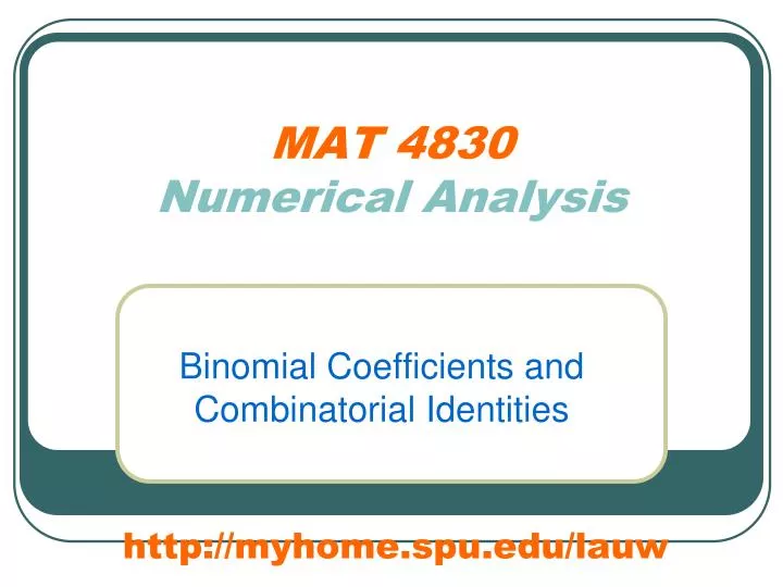 mat 4830 numerical analysis