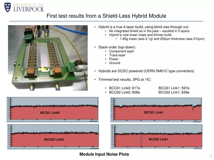 first test results from a shield less hybrid module
