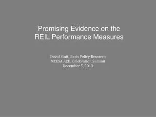 Promising Evidence on the REIL Performance Measures