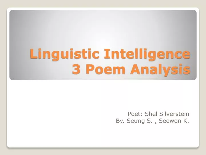 linguistic intelligence 3 poem analysis