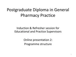 Postgraduate Diploma in General Pharmacy Practice