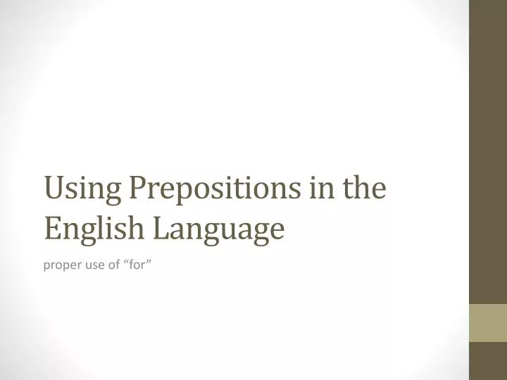 using prepositions in the english language