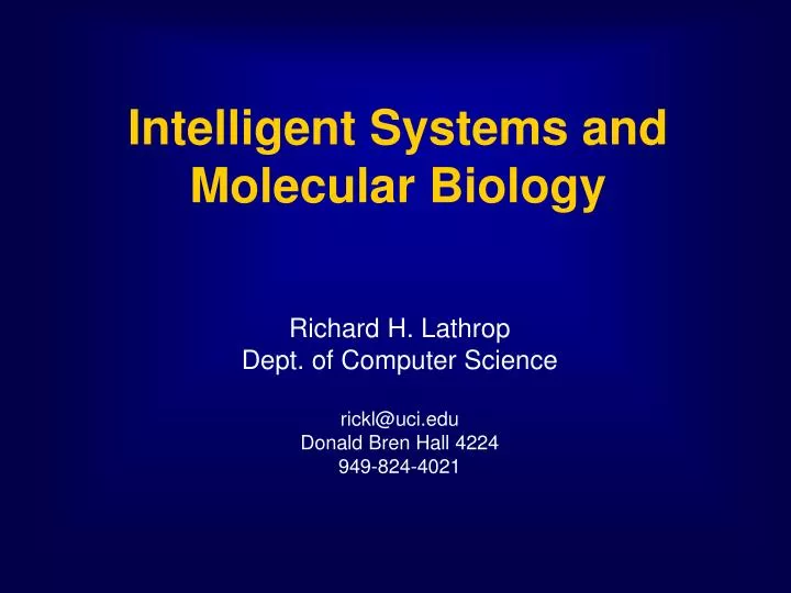 intelligent systems and molecular biology
