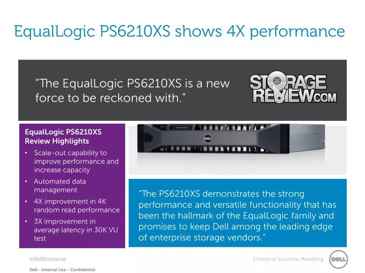 equallogic ps6210xs shows 4x performance