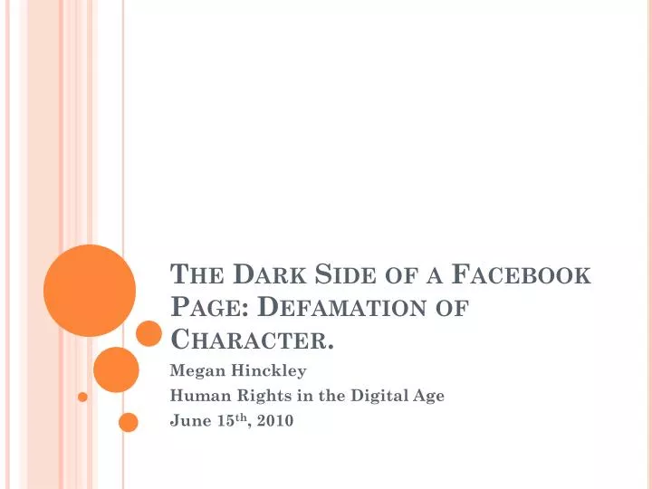 the dark side of a facebook page defamation of character