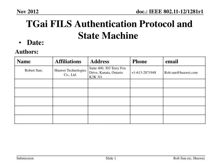 tgai fils authentication protocol and state machine