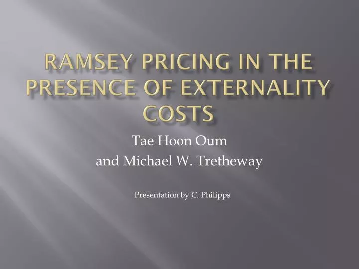 ramsey pricing in the presence of externality costs