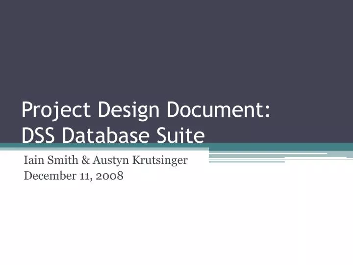 project design document dss database suite