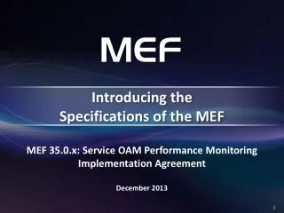 Introducing the Specifications of the MEF