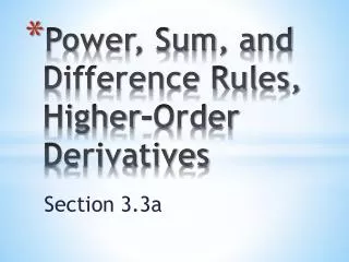 Power, Sum, and Difference Rules, Higher-Order Derivatives