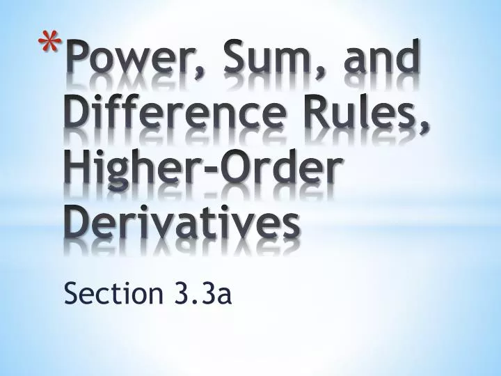 power sum and difference rules higher order derivatives