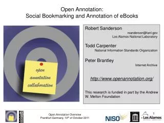 Open Annotation: Social Bookmarking and Annotation of eBooks