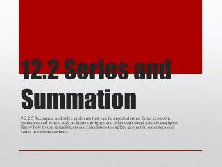 12.2 Series and Summation