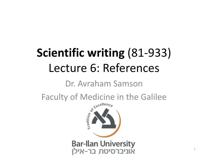 scientific writing 81 933 lecture 6 references